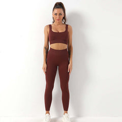 2PC Seamless Yoga Set β High Waist Leggings & Sports Bra for Women