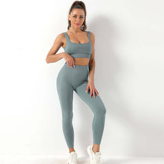 2PC Seamless Yoga Set β High Waist Leggings & Sports Bra for Women