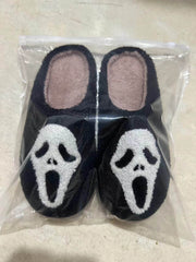 Halloween Pumpkin Cartoon Women's Shoes in black with ghost design, perfect for festive footwear.