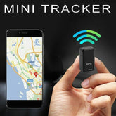 Mini GPS Car Tracker Magnetic showcased in hand with phone map for easy tracking.