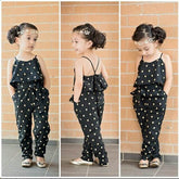 Girls Summer Polka Dot outfit displayed on a young girl, showcasing stylish design and playful patterns.