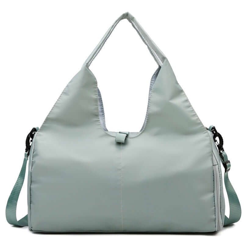 Womens Yoga Bag in soft mint green color, designed for yoga and daily use, featuring a stylish shoulder strap.