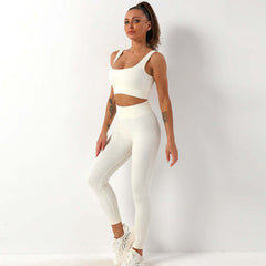 2PC Seamless Yoga Set β High Waist Leggings & Sports Bra for Women
