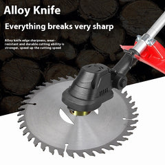 Alloy Brush Cutter Blade - In Use Cutting Grass and Weeds