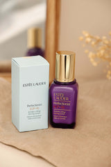 Estée Lauder Perfectionist CP+R Wrinkle Lifting serum and packaging displayed on a soft, neutral background.