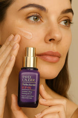Estée Lauder Perfectionist CP+R Wrinkle Lifting serum being applied for youthful skin.