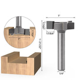 Khorasan T-Slot Router Bit for Woodworking T-Track Grooves - 1 Inch Dimension Diagram with Wood