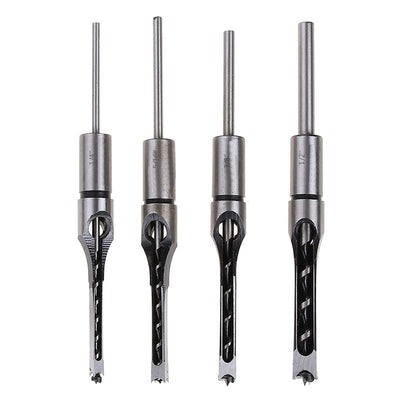 Square Auger Drill Bit Cut Mortising Chisel Woodworking Tool Set