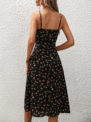 Elegant Polka Dot Suspender Maxi Dress