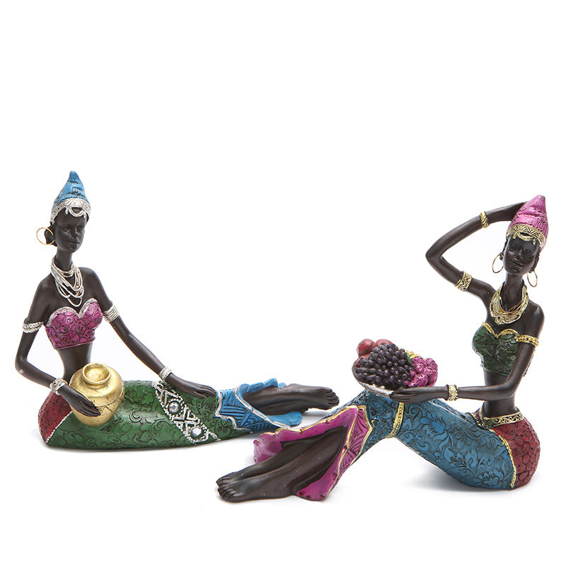 Decorations African Female Office Decorations Resin Craft Wine Cabinet Decorations