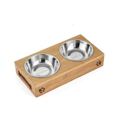 Elevated Bamboo Cat Feeding Shelf