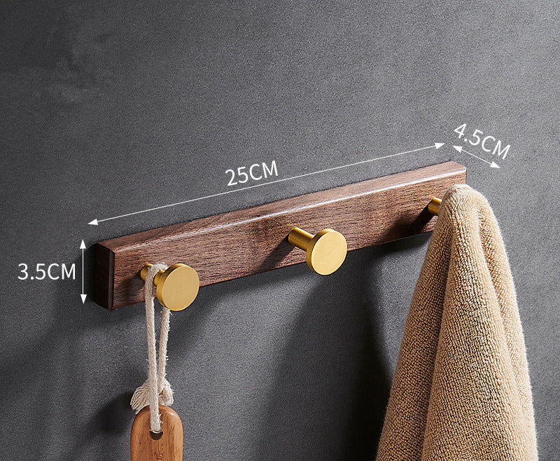 Bathroom Black Walnut Clothes Hooks Free Perforated Row Hooks