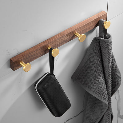 Bathroom Black Walnut Clothes Hooks Free Perforated Row Hooks