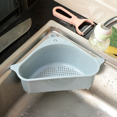 Kitchen Sink Triangle Drain Basket Suction Cup Type Vegetable Sink Filter Water Shelf