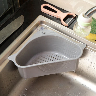 Kitchen Sink Triangle Drain Basket Suction Cup Type Vegetable Sink Filter Water Shelf