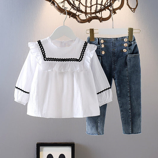 Cotton Long Sleeve Top with Jeans