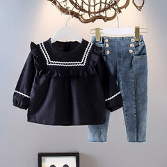 Cotton Long Sleeve Top with Jeans