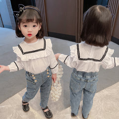 Cotton Long Sleeve Top with Jeans