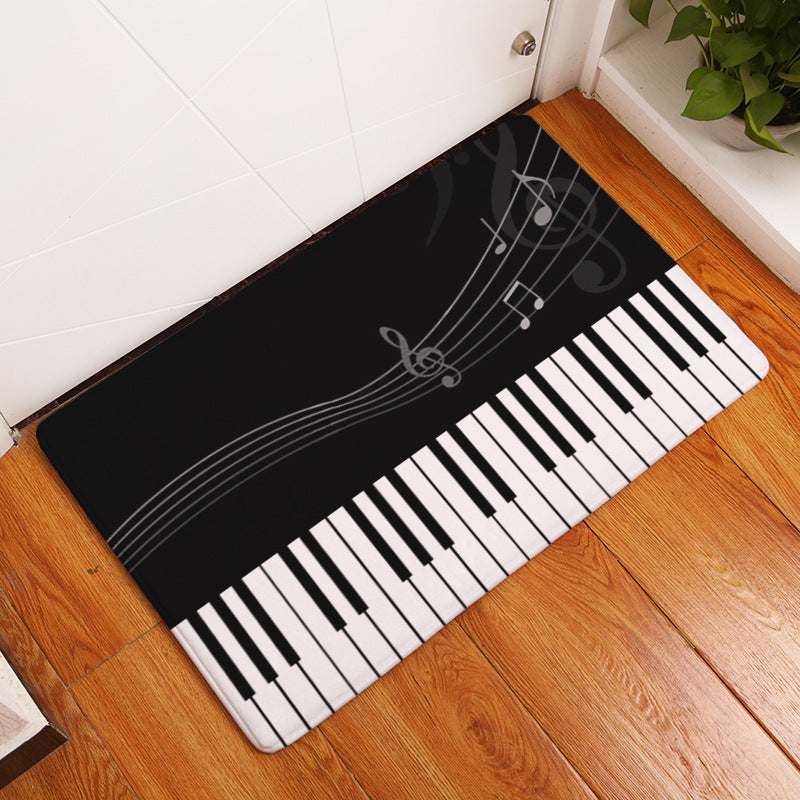 Flannel Piano Key Floor Mats, Digital Printing Foot Mats, Kitchen Absorbent Non-slip Mats, Floor Mats