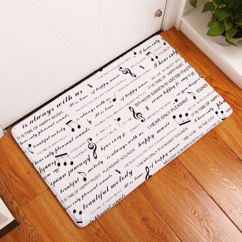 Flannel Piano Key Floor Mats, Digital Printing Foot Mats, Kitchen Absorbent Non-slip Mats, Floor Mats