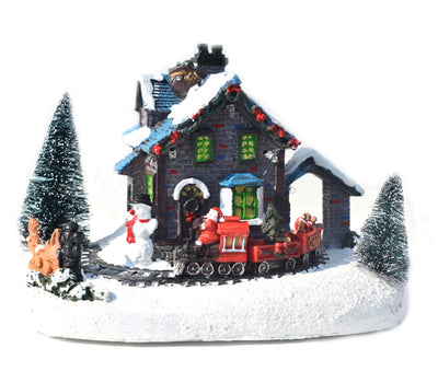 Christmas Decorations Colorful Luminous Small House Resin Decorations