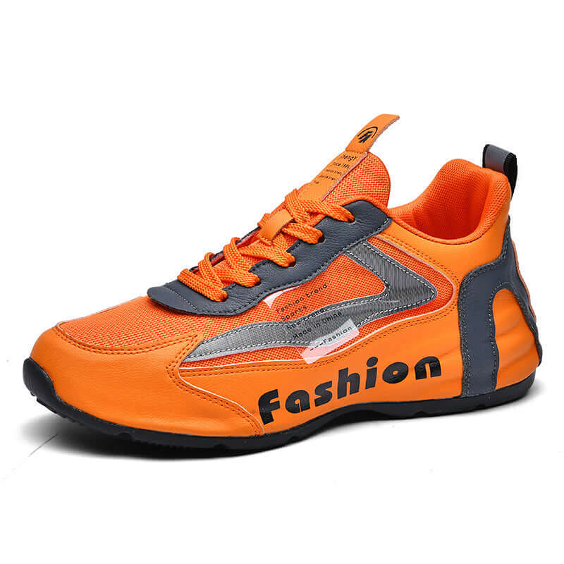 Summer New Sports Shoes Men's Breathable Mesh Shoes Casual Shoes in orange with stylish design and lightweight features.