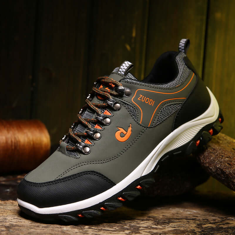Overfoot shoes outdoor men hiking shoes with mesh material and front tie design, ideal for outdoor activities.