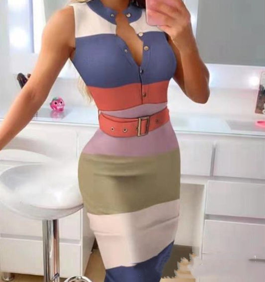Stylish Button-Up Belted Dress