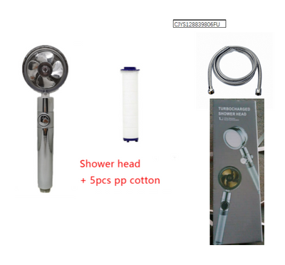 Shower Head Water Saving Flow 360 Degrees Rotating With Small Fan ABS Rain High Pressure Spray Nozzle Bathroom Accessories