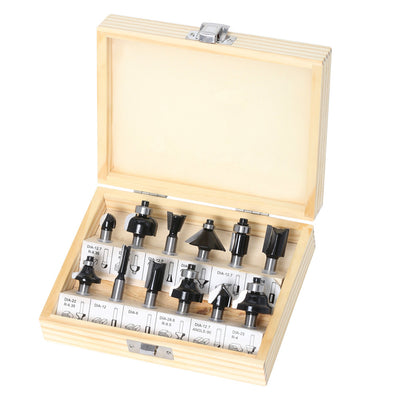 12-Piece 8-handle black woodworking cutter set