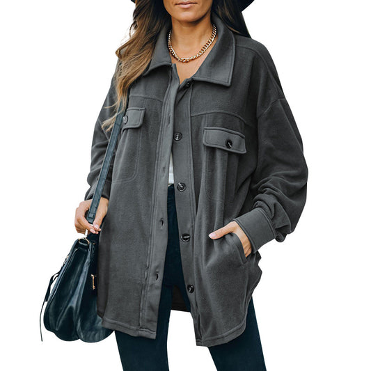 Lapel Fleece-Breasted Cardigan Jacket