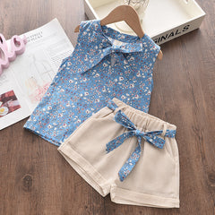 Chiffon Sling Two-Piece Girl Suit