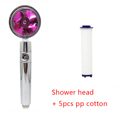 Shower Head Water Saving Flow 360 Degrees Rotating With Small Fan ABS Rain High Pressure Spray Nozzle Bathroom Accessories