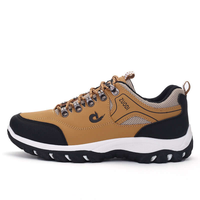 Overfoot shoes outdoor men hiking shoes in brown and black with mesh material, designed for comfort and durability.