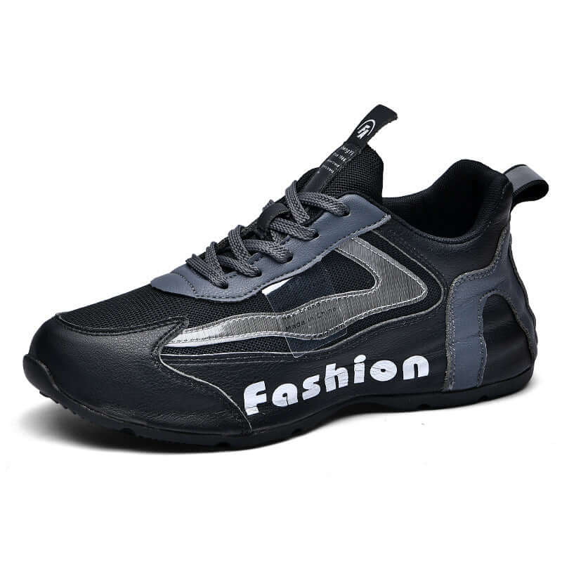 Summer New Sports Shoes Men's Breathable Mesh Shoes Casual Shoe in stylish black and gray design.