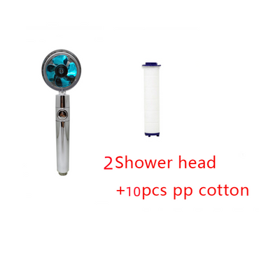 Shower Head Water Saving Flow 360 Degrees Rotating With Small Fan ABS Rain High Pressure Spray Nozzle Bathroom Accessories