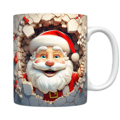 3D Christmas Ceramic Mug – Snowman & Santa Holiday Coffee/Tea Cup Gift