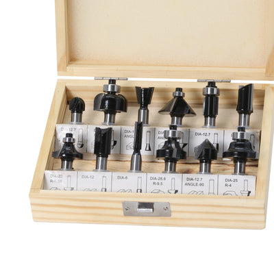 12-Piece 8-handle black woodworking cutter set