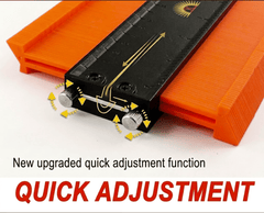 Close-up of quick adjustment mechanism on 10-inch contour gauge