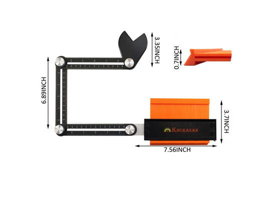 Khurasan Contour Duplication Gauge with 3-Fold Angle Ruler and Hard Pencil, 4-Pack