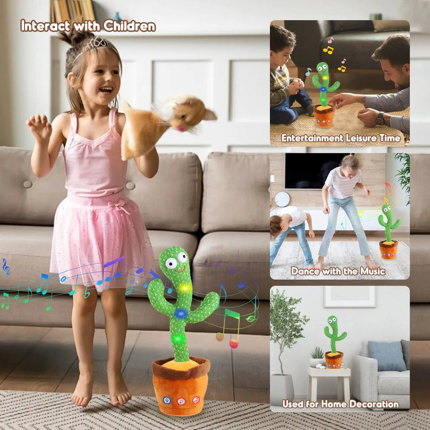 Kids Dancing Talking Cactus Toys