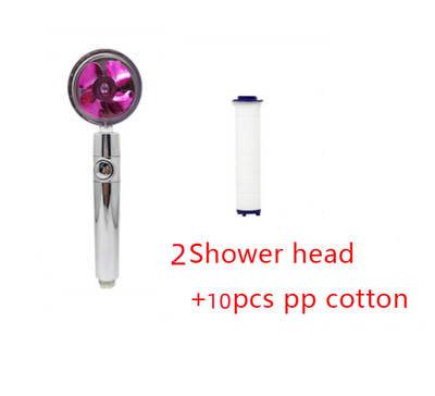 Shower Head Water Saving Flow 360 Degrees Rotating With Small Fan ABS Rain High Pressure Spray Nozzle Bathroom Accessories