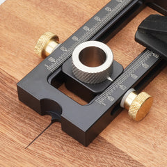 Adjustable Wood Doweling Drill Guide Jig - Top Angle View Black Aluminum Alloy