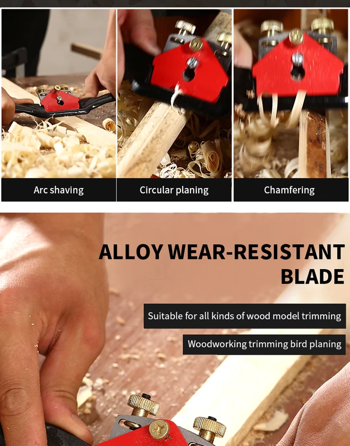 Adjustable Wood Spokeshave - Blade Sharpening Feature Durable Black Handle