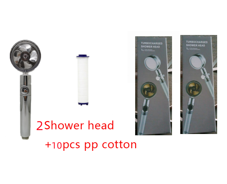 Shower Head Water Saving Flow 360 Degrees Rotating With Small Fan ABS Rain High Pressure Spray Nozzle Bathroom Accessories