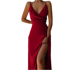 Elegant V-Neck Slit Sling Dress
