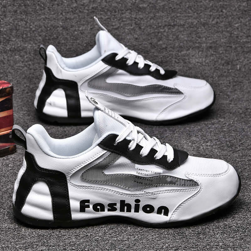 Summer New Sports Shoes Men's Breathable Mesh Shoes Casual Shoes - stylish white athletic footwear with black accents