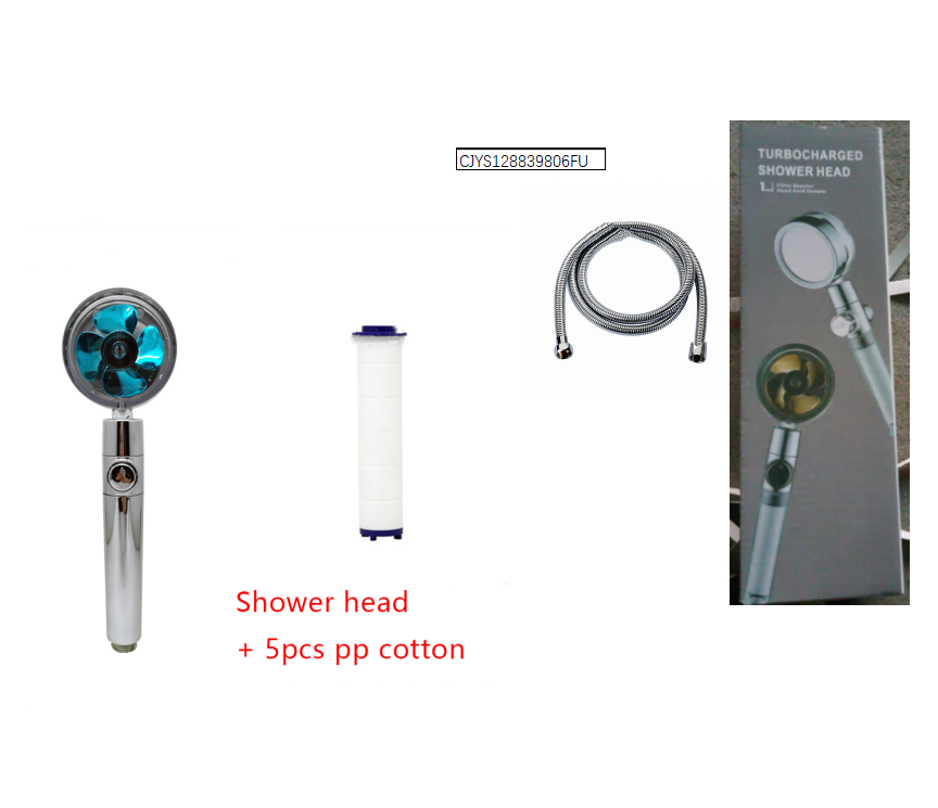 Shower Head Water Saving Flow 360 Degrees Rotating With Small Fan ABS Rain High Pressure Spray Nozzle Bathroom Accessories