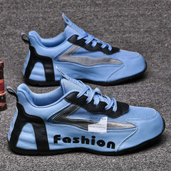Summer New Sports Shoes Men's Breathable Mesh Shoes Casual Shoes in blue with stylish design and breathable upper.