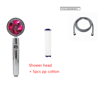 Shower Head Water Saving Flow 360 Degrees Rotating With Small Fan ABS Rain High Pressure Spray Nozzle Bathroom Accessories